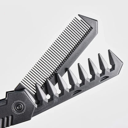 Multifunctional Folding Pocket Comb - Plastic Wide Tooth Beard & Hair Styling Comb for Barber, Salon & Grooming Use