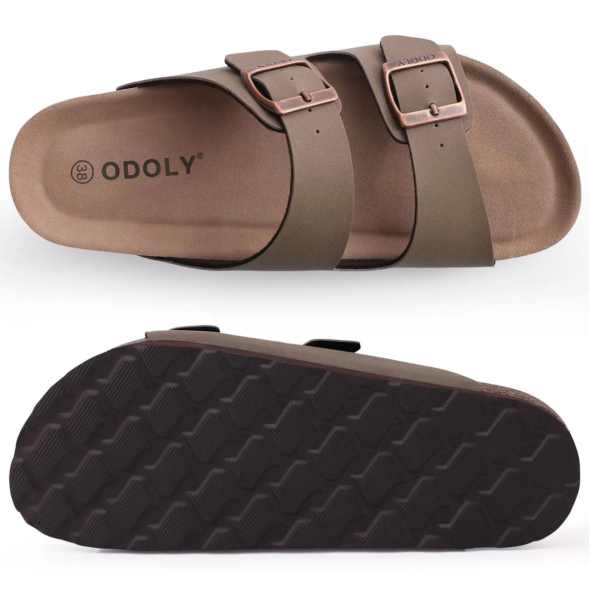 Comwarm Men's Cork Footbed Slide Sandals - Arch Support, Adjustable Buckle & Leather Summer Casual Slides