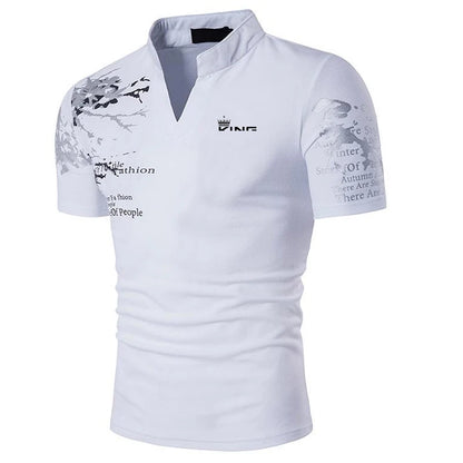 Men's Graphic Print Polo Shirt - V-Neck Short Sleeve Golf & Streetwear Top