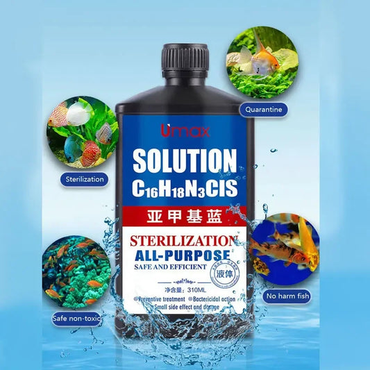 310ML Methylene Blue Solution for Fish – Aquarium Treatment for White Spots & Fish Disease, Ideal for Koi, Goldfish & Betta