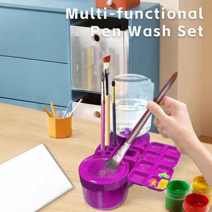 Automatic Paint Brush Washer with Drain Button – Water Circulation Cleaner for Acrylic & Water-Based Brushes