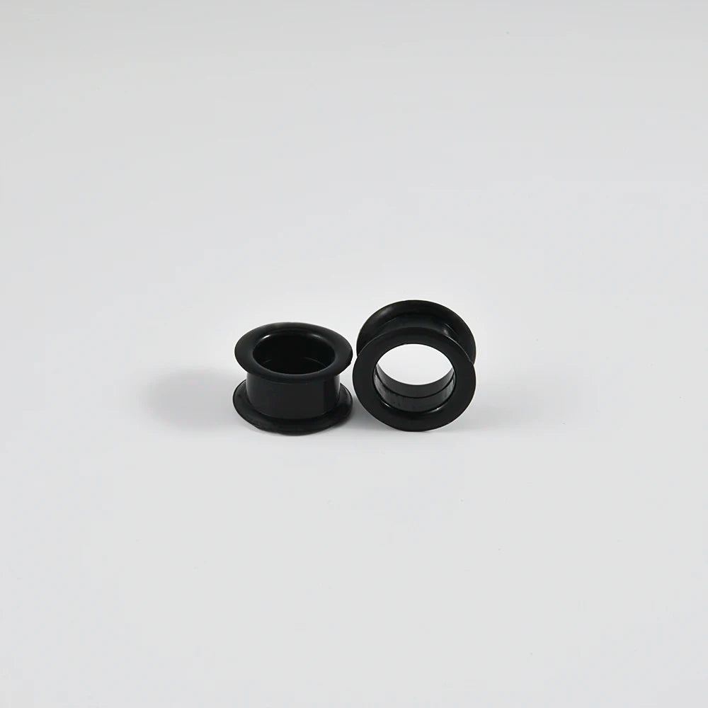 Pair of Supersize Black Silicone Double Flared Ear Tunnel Plugs — Flesh Gauge Expander Stretchers for Piercing
