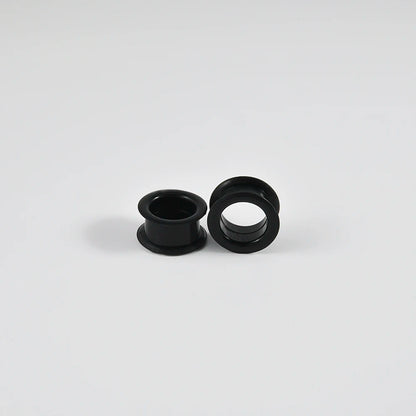 Pair of Supersize Black Silicone Double Flared Ear Tunnel Plugs — Flesh Gauge Expander Stretchers for Piercing
