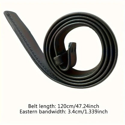 Vintage Adjustable Belt – Metal Buckle Fashion Waistband for Men, Punk Western Cowboy Style with Embossed Design