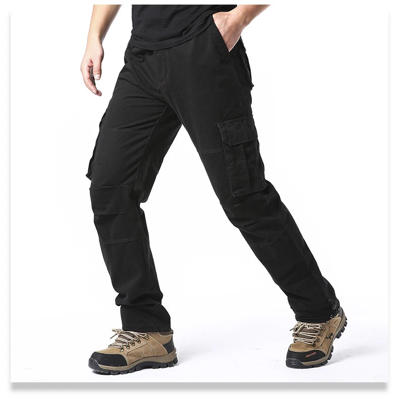 Men's Large Pocket Loose Overalls — Outdoor Sports & Tactical Jogging Pants with Elastic Waist, Pure Cotton Casual Workwear