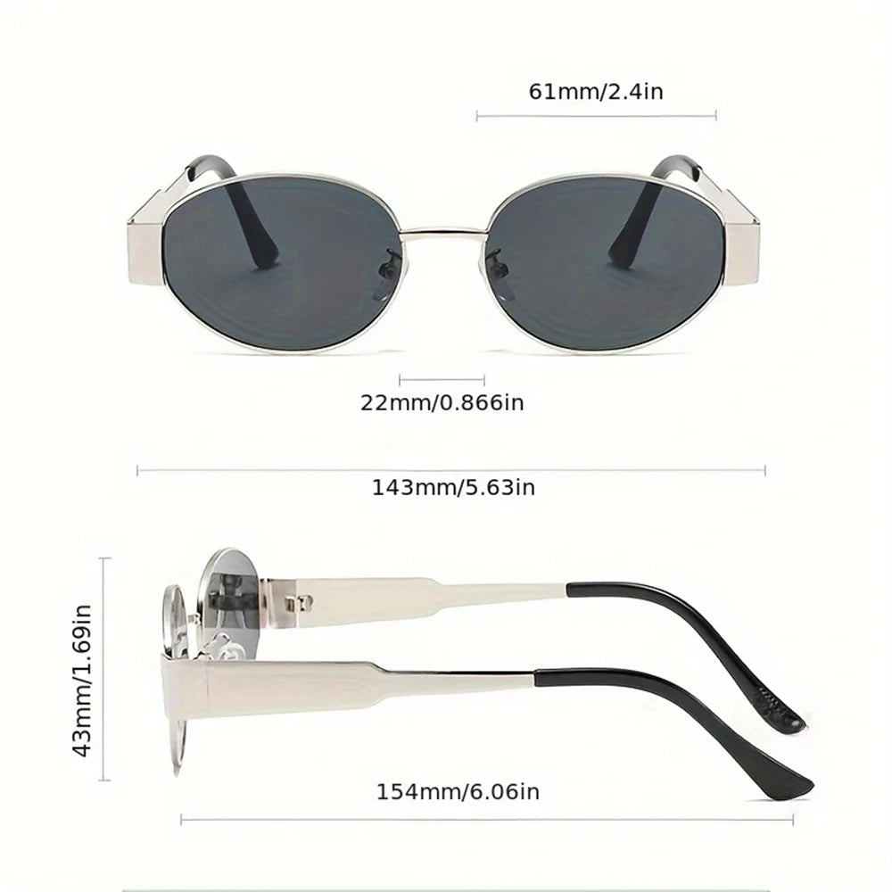 Vintage Punk Round Sunglasses 2PCS - Retro Metal Frame Fashion Eyewear for Women