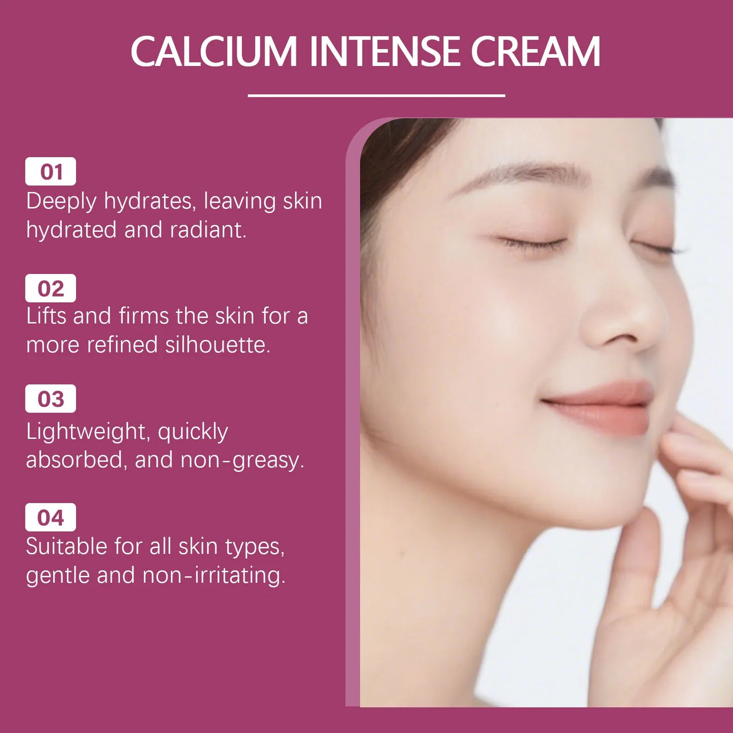 Calcium Intense Face Cream – Skin Tightening & Firming Moisturizer, Improves Elasticity, Lifts Sagging Skin & Deep Nourishing Facial Care Cream