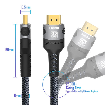 8K HDMI 2.1 Cable – 48Gbps High-Speed Adapter, 4K@120Hz & 8K@60Hz, eARC HDR Video for PC, Laptop, TV Box, PS5, RTX 3080