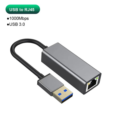 USB Type-C Ethernet Adapter — 1000Mbps USB 3.0 RJ45 Network Card for MacBook, PC & Android