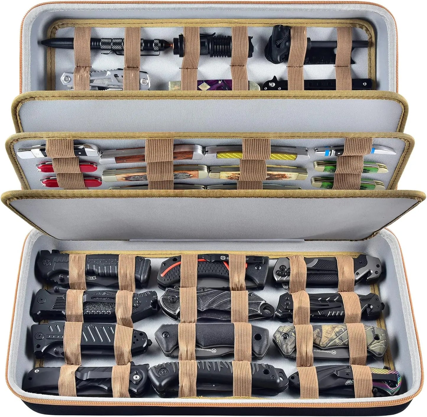 Knife Display Case – Storage Box for 66+ Pocket Knives & Butterfly Knives