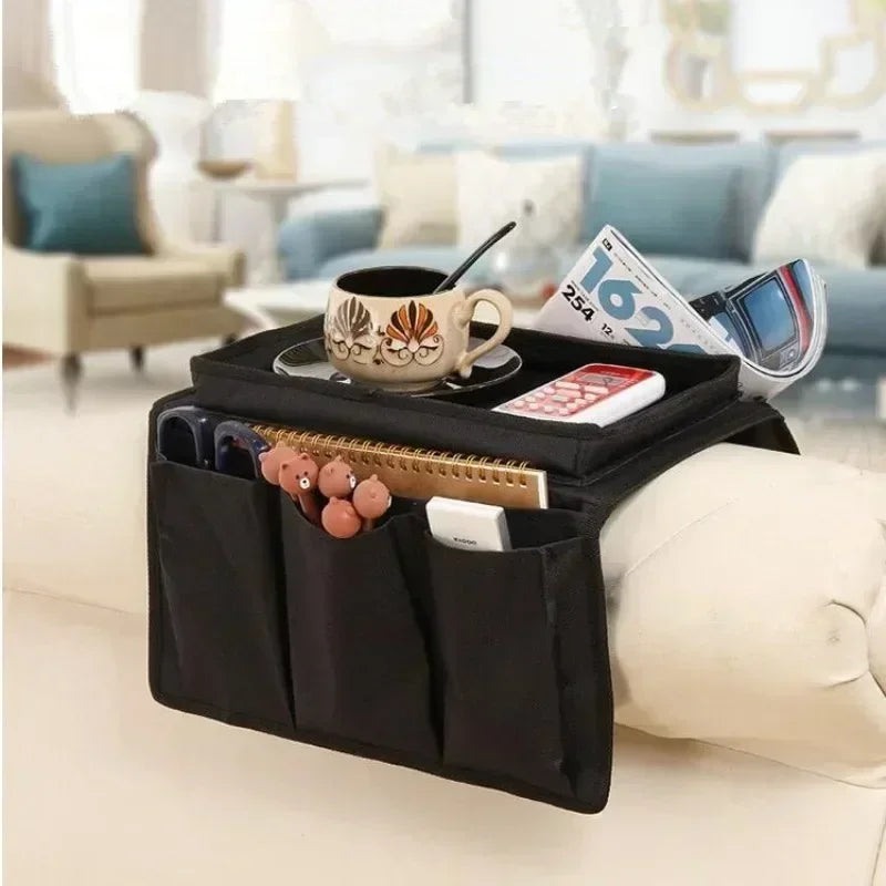 Couch Armrest Storage Organizer — 6-Pocket Remote Control Holder Bag for TV Sofa