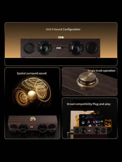 Lenovo C02 Multimedia Bluetooth Speaker – Wired & Wireless Retro Dual-Mode Subwoofer for TV, Computer & Mobile Devices