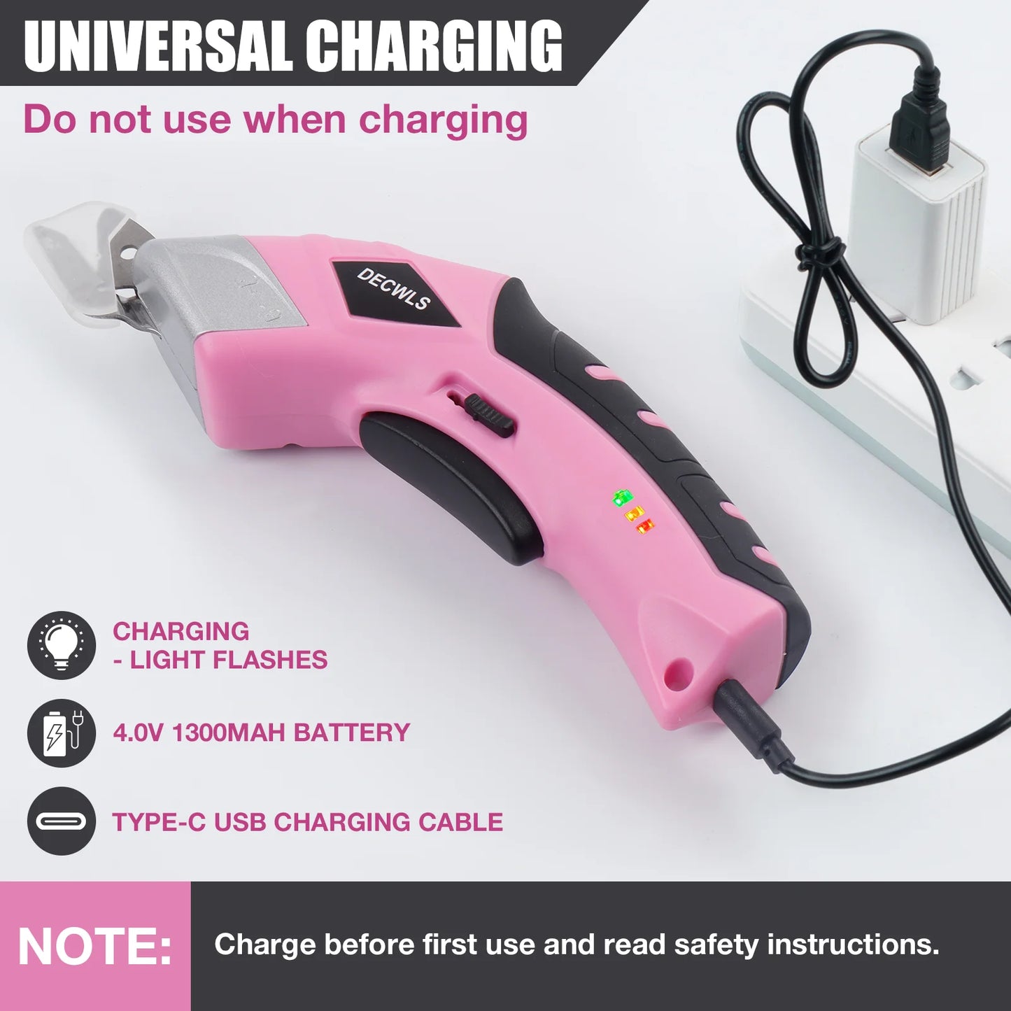 Portable Cordless Electric Scissors - USB Rechargeable Cutting Tool with 3 Heads for Fabric Leather Cardboard Plastic