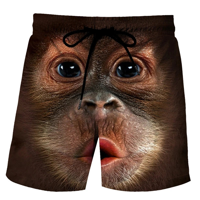 Funny Duck Graphic Men’s Beach Shorts – 3D Animal Print Board Shorts for Swim, Gym & Sports