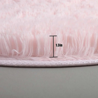 Super Soft Plush Round Rug - Fluffy Thick-Pile Carpet for Bedroom, Living Room, Kids Room & Salon Decor