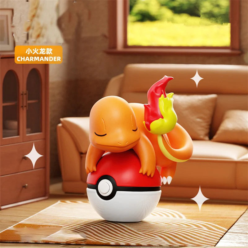 Authentic Pokémon Poké Ball Lying Plush Dolls – Handmade Pikachu & Charmander Figure Model Ornament, Kids Toy & Christmas Gift Collectible