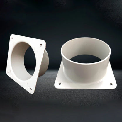 White Air Vent Duct Connector Flange – Straight Square Bottom Pipe for Easy Ventilation Duct Installation