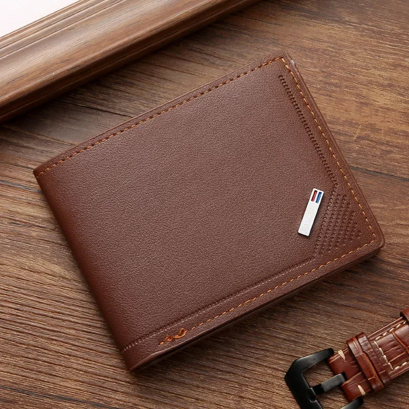 Men’s Slim Leather Wallet – Minimalist Foldable Short Wallet in Soft Genuine Leather for Everyday Carry & Card Holder Convenience
