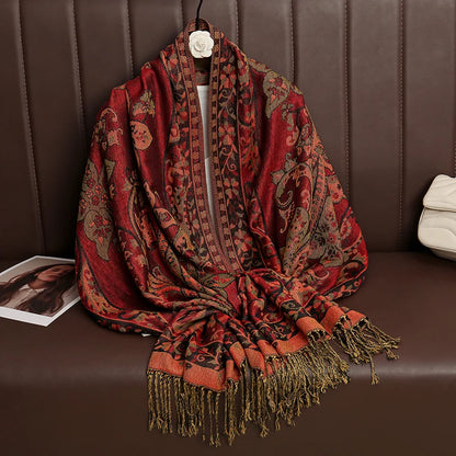 Luxury Autumn Cashmere Pashmina Shawl – Warm Winter Scarves for Women, Printed Cotton Foulard Stole Scarf 2023