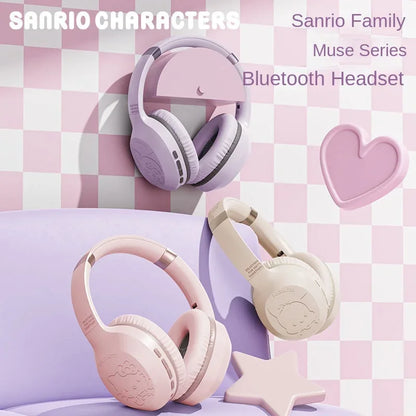 Hello Kitty & Kuromi Wireless Bluetooth Headset — Kawaii Cartoon Character Student Headphones, New Style