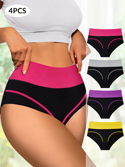 Women's High-Waisted Shaping Panties - 4-Piece Breathable Comfortable Tummy Control Underwear Set