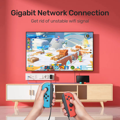 Unitek Game Dock for Nintendo Switch OLED — 45W PD Charging, LAN Gigabit Ethernet & 4K HDMI Gaming Docking Station for TV