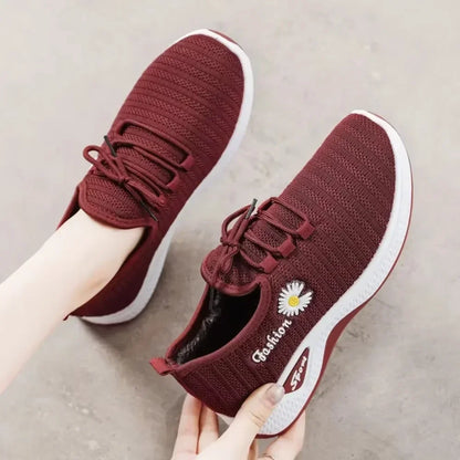 Women's Fashion Sports Shoes – Breathable Mesh, Soft Thick Sole, Lightweight Casual Trendy Coconut Sneakers