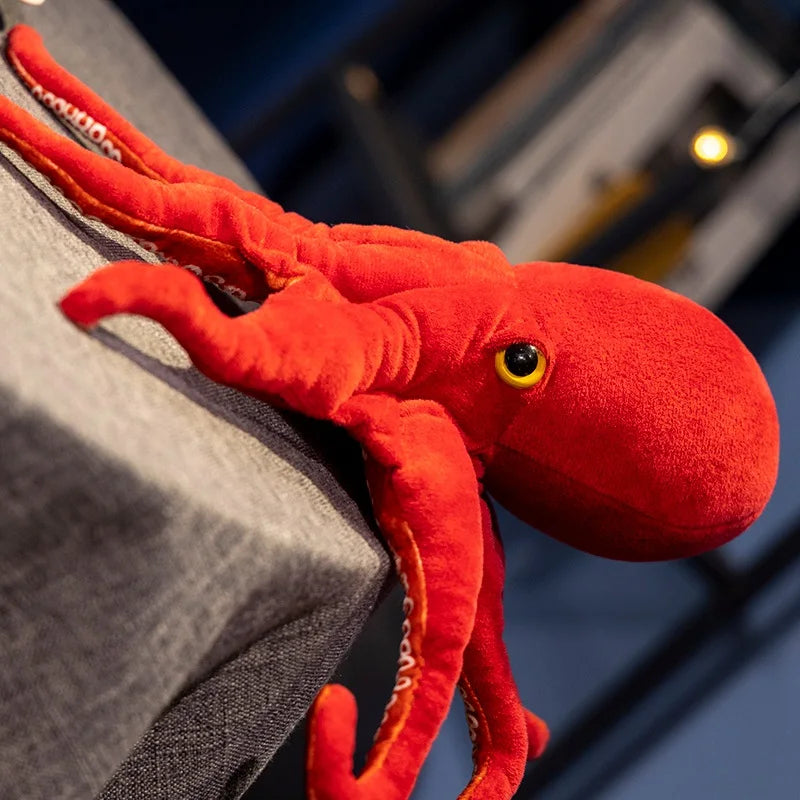 Lifelike Octopus Plush Toy — 40-75cm Red Stuffed Sea Animal Doll for Kids Gifts