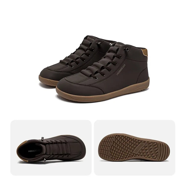 HOBIBEAR Mid-Top Barefoot Shoes – Wide Toe Ankle Boots for Men & Women, Outdoor Non-Slip Artificial Leather Shoes