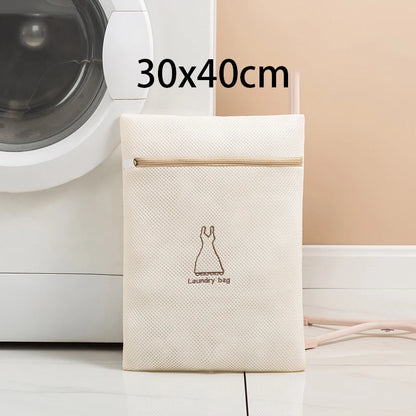 7Pcs Fine Mesh Laundry Bag Set – Embroidery Print Washing Pouches for Clothes, Household Washing Machine Bags