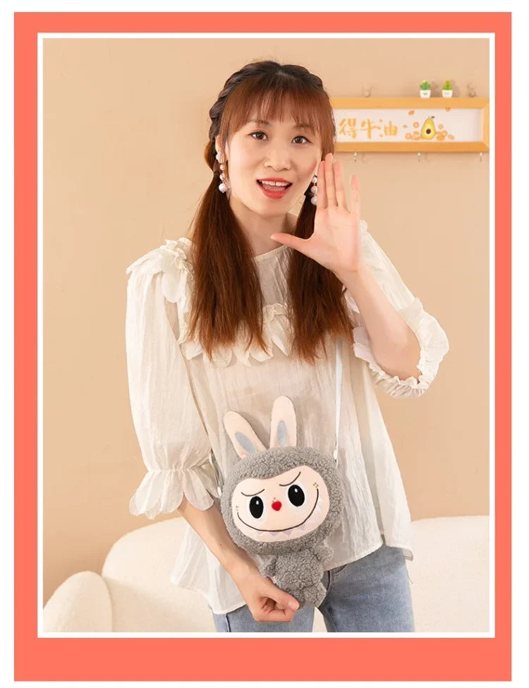 30cm Labubu Cartoon Cute Doll Backpack – Shoulder Crossbody Toy Pouch for Outdoor Travel, Christmas Gift