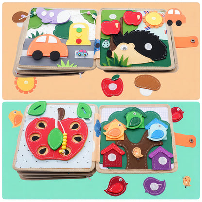 Montessori Busy Book for Kids – Color, Shape & Animal Cognition, Early Education Giraffe Quiet Book, Fine Motor Skills Toy
