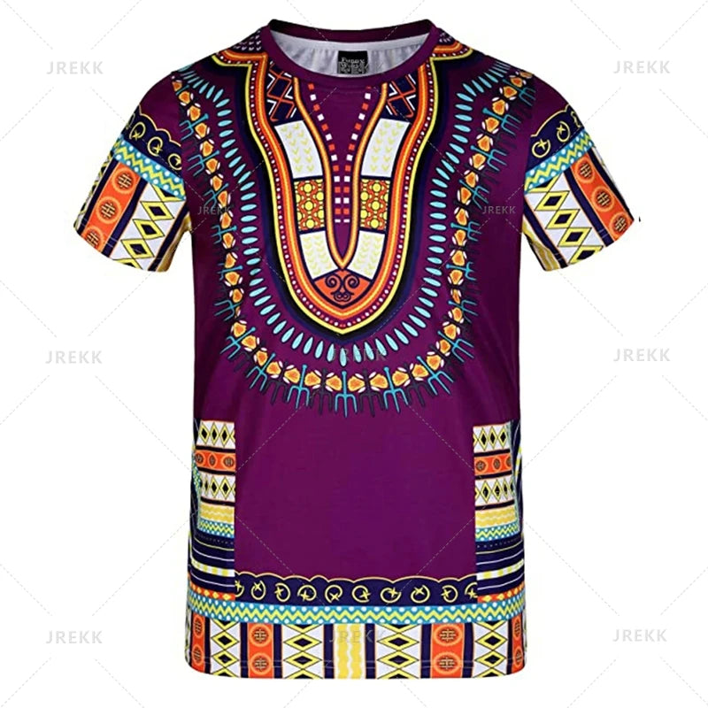 Summer African Dashiki 3D Print T-Shirt - Harajuku Ethnic Pattern Streetwear Tee for Men and Kids