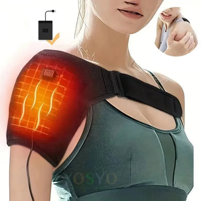 Heated Vibrating Knee Massage Pad - Rechargeable Adjustable Knee Warmer with LED Display