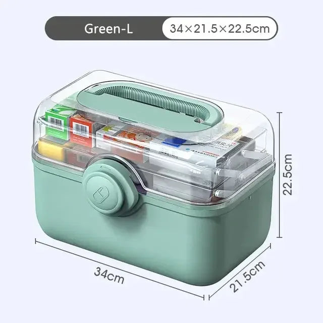 3-Layer Large Capacity Medicine First Aid Kit – Portable Multi-Layer Plastic Medical Storage Box for Household Use