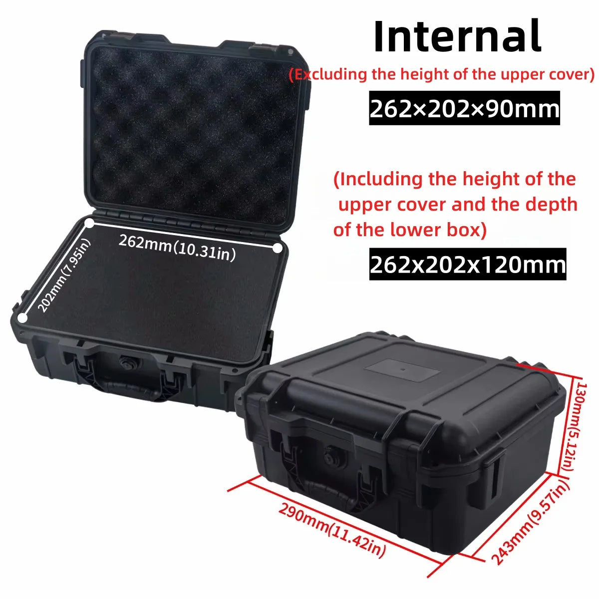 Waterproof Hard Tool Carry Case - Protective Storage Box with Pre-Cut Sponge Organizer for Equipment