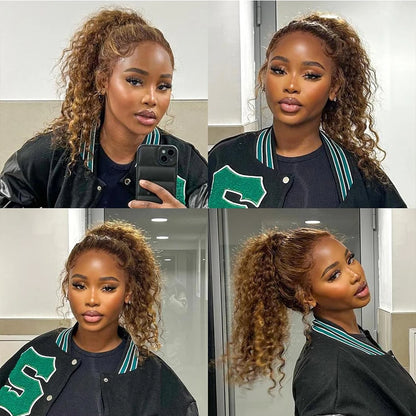 Invisi-Strap 360 Full Lace Human Hair Wig – Pre-Plucked Deep Curly, 250% Density, HD Lace Frontal Colored Wig