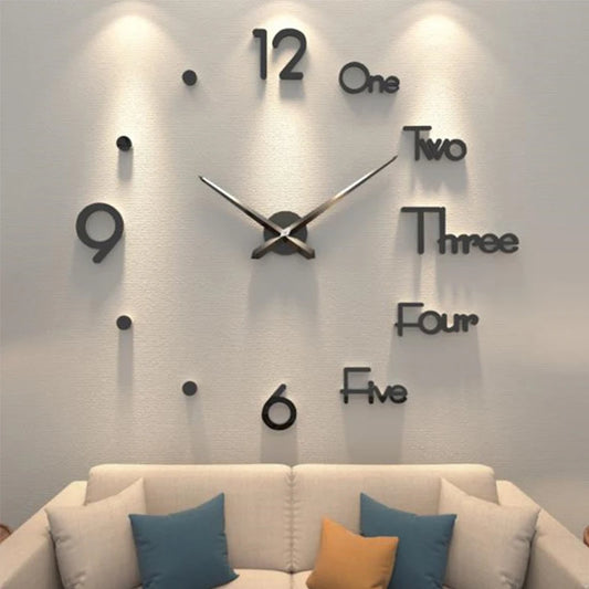 3D DIY Wall Clock - Modern Acrylic Mirror Sticker Quartz Clock For Living Room Decor With Silent Movement