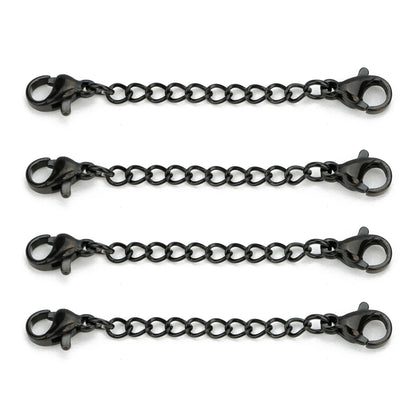 Louleur 5PCS Stainless Steel Necklace Extender Chains – Lobster Clasp Extension Tail Chains for DIY Bracelets & Jewelry