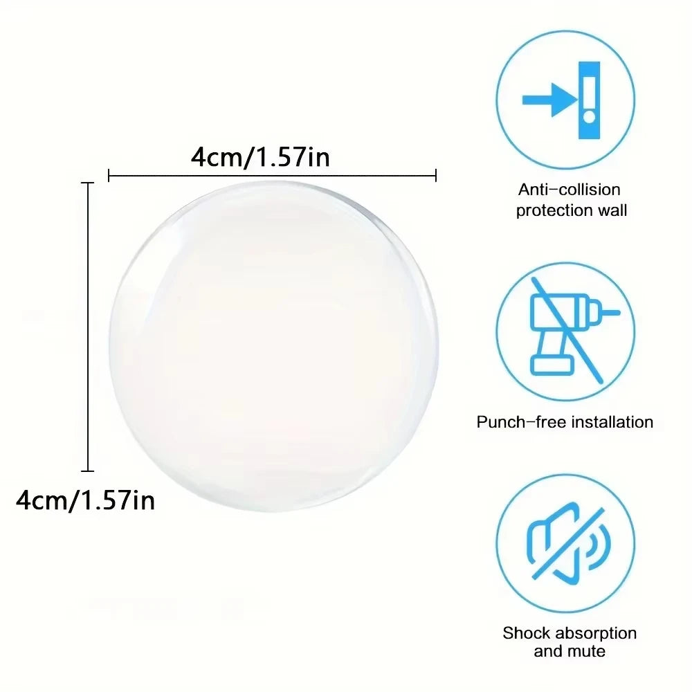 Door Knob Wall Protector - Clear Soft Rubber Door Stopper & Handle Bumper for Noise Reduction and Wall Protection