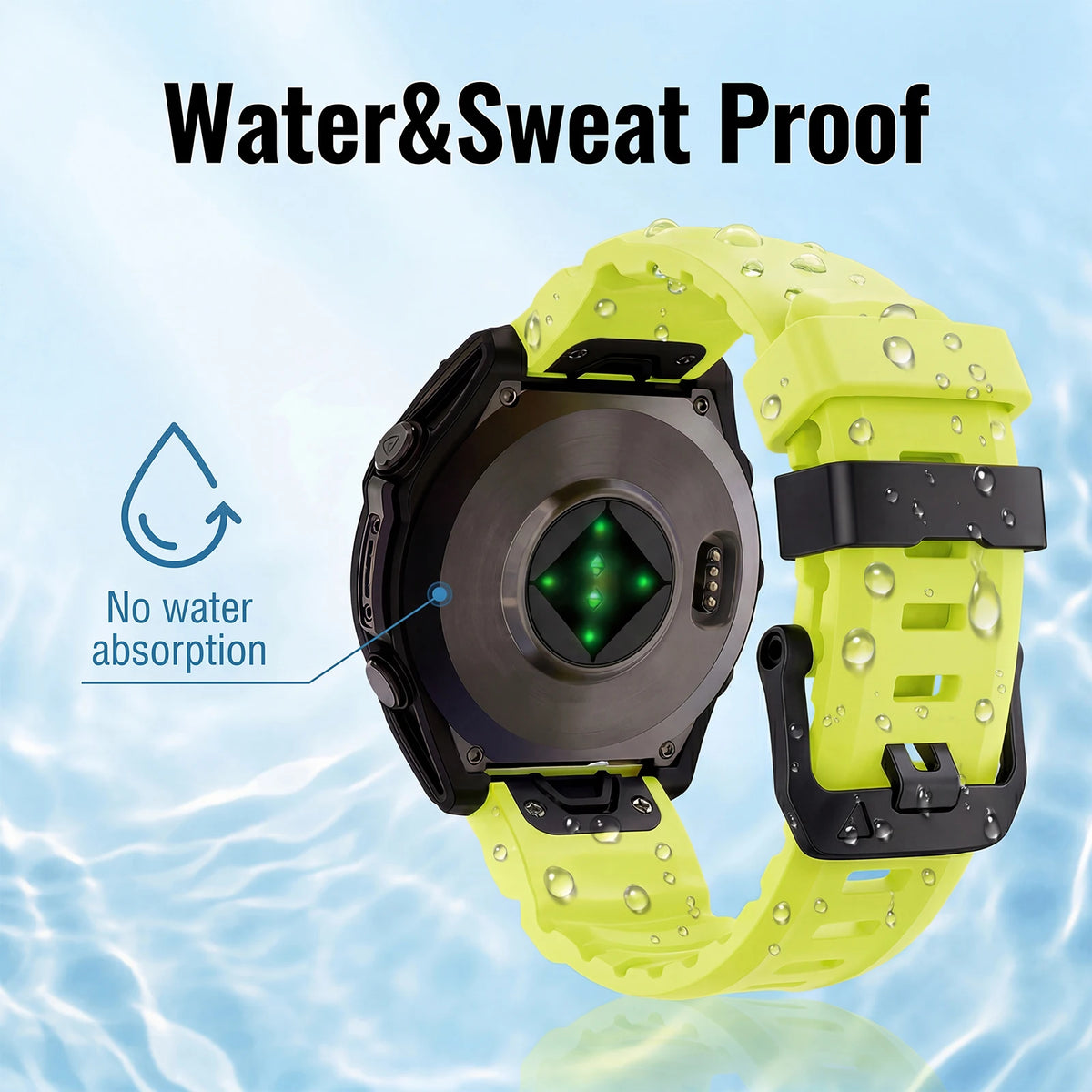22mm/26mm Luminous Silicone Watch Band for Garmin Fenix, Tactix, Epix Pro and Enduro 3 - Quick-Release Sport Replacement Strap