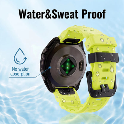 22mm/26mm Luminous Silicone Watch Band for Garmin Fenix, Tactix, Epix Pro and Enduro 3 - Quick-Release Sport Replacement Strap