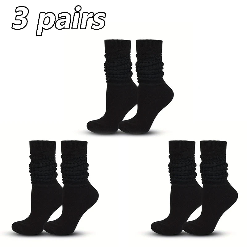 Women’s White Mid-Calf Socks - 3 Pairs Comfortable Breathable Basic Fashion Socks