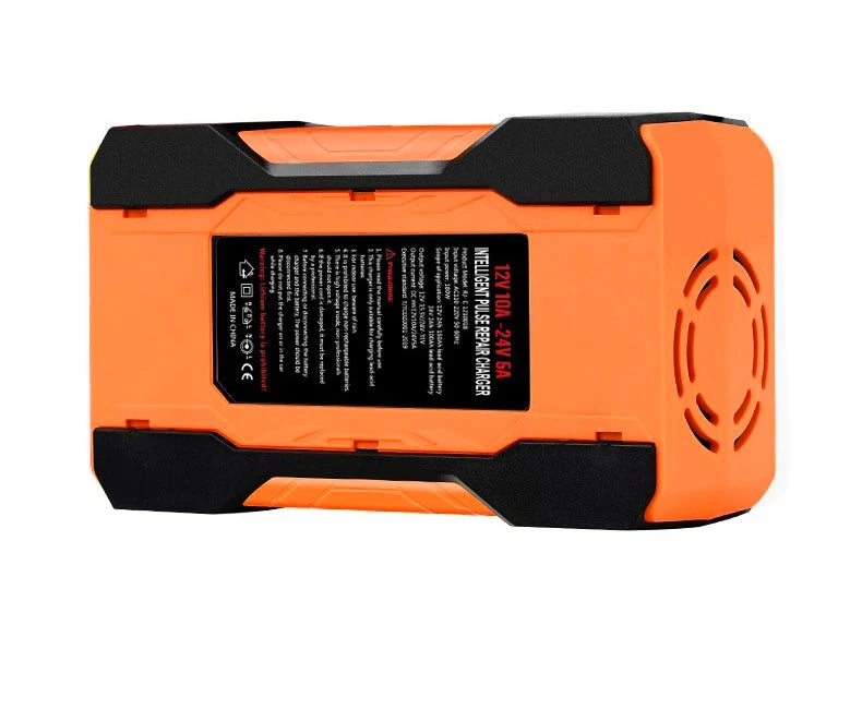 12V/24V Smart Battery Charger — 10A/12A Fast Charger with 7-Stage Pulse Repair for AGM, GEL, WET Lead-Acid Car Batteries