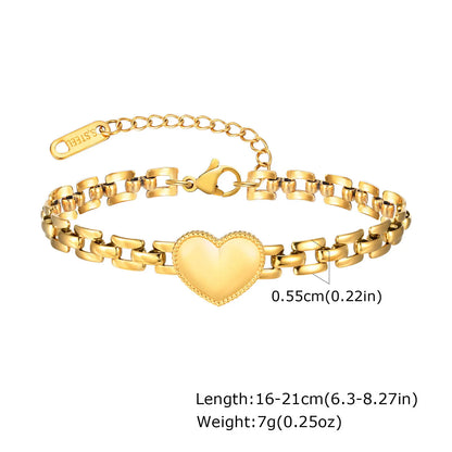 Women's Chunky Gold Plated Stainless Steel Link Chain Bracelet – Waterproof Layered Wristband Jewelry