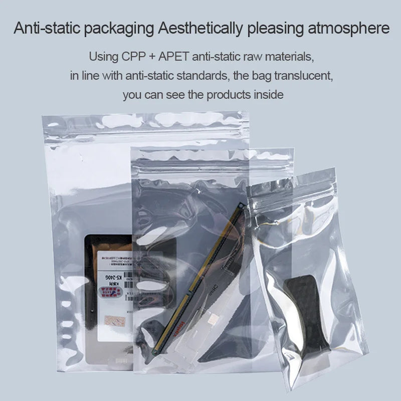 Transparent Anti-Static Shielding Bags – ESD Self-Sealing Pouches for Storage of Small Electronics & USB Accessories