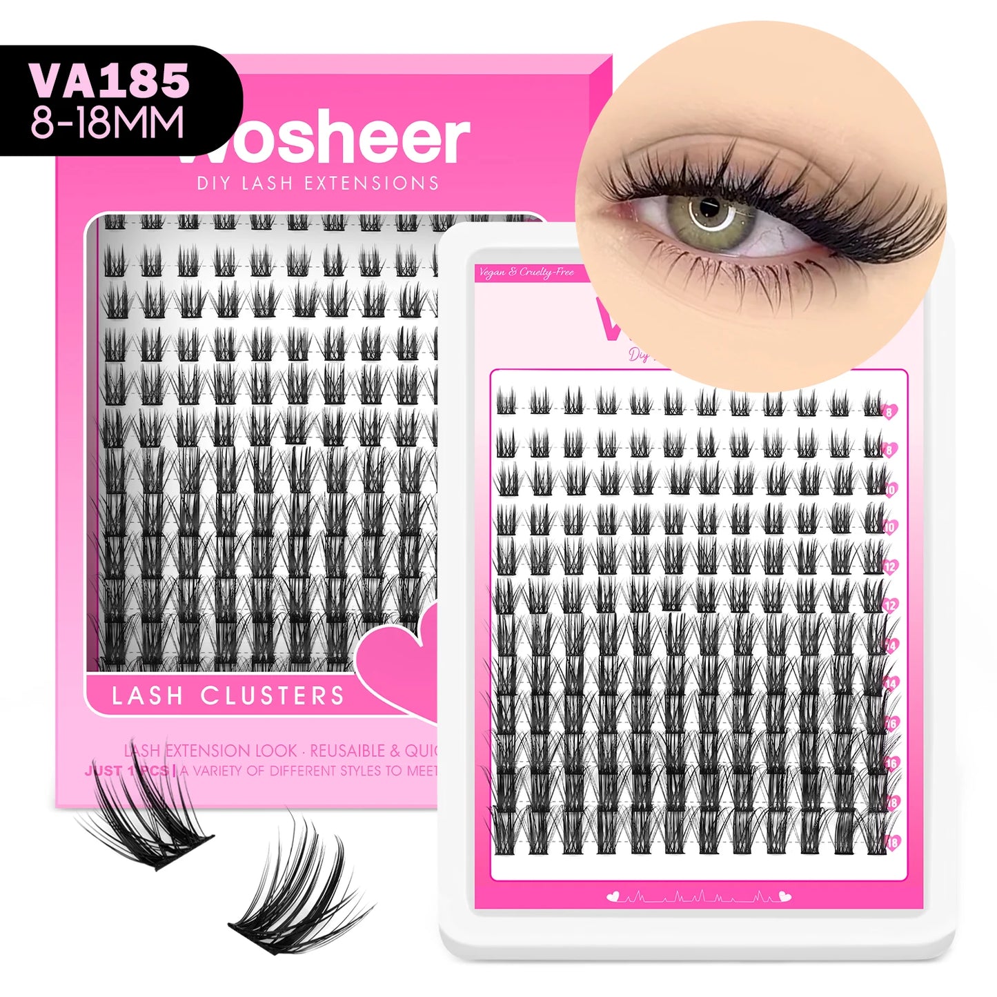 WOSHEER DIY Eyelash Cluster Kit – Faux Mink Lash Extensions with Bond, Seal & Remover for Natural Thick Individual Lashes