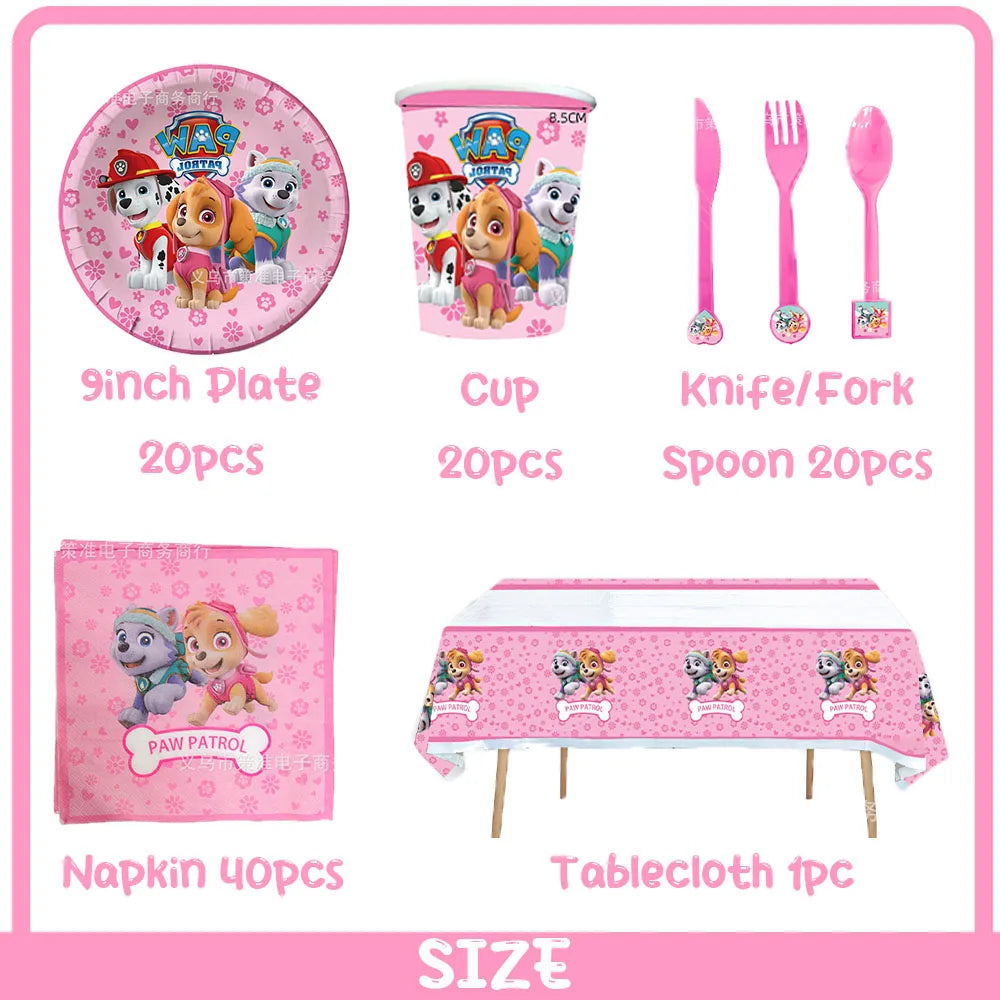 PAW Patrol Skye Pink Birthday Party Decorations Set – Foil Balloon Backdrop, Disposable Tableware & Baby Shower Supplies for Girls Kids Gifts