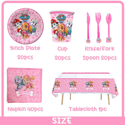 PAW Patrol Skye Pink Birthday Party Decorations Set – Foil Balloon Backdrop, Disposable Tableware & Baby Shower Supplies for Girls Kids Gifts