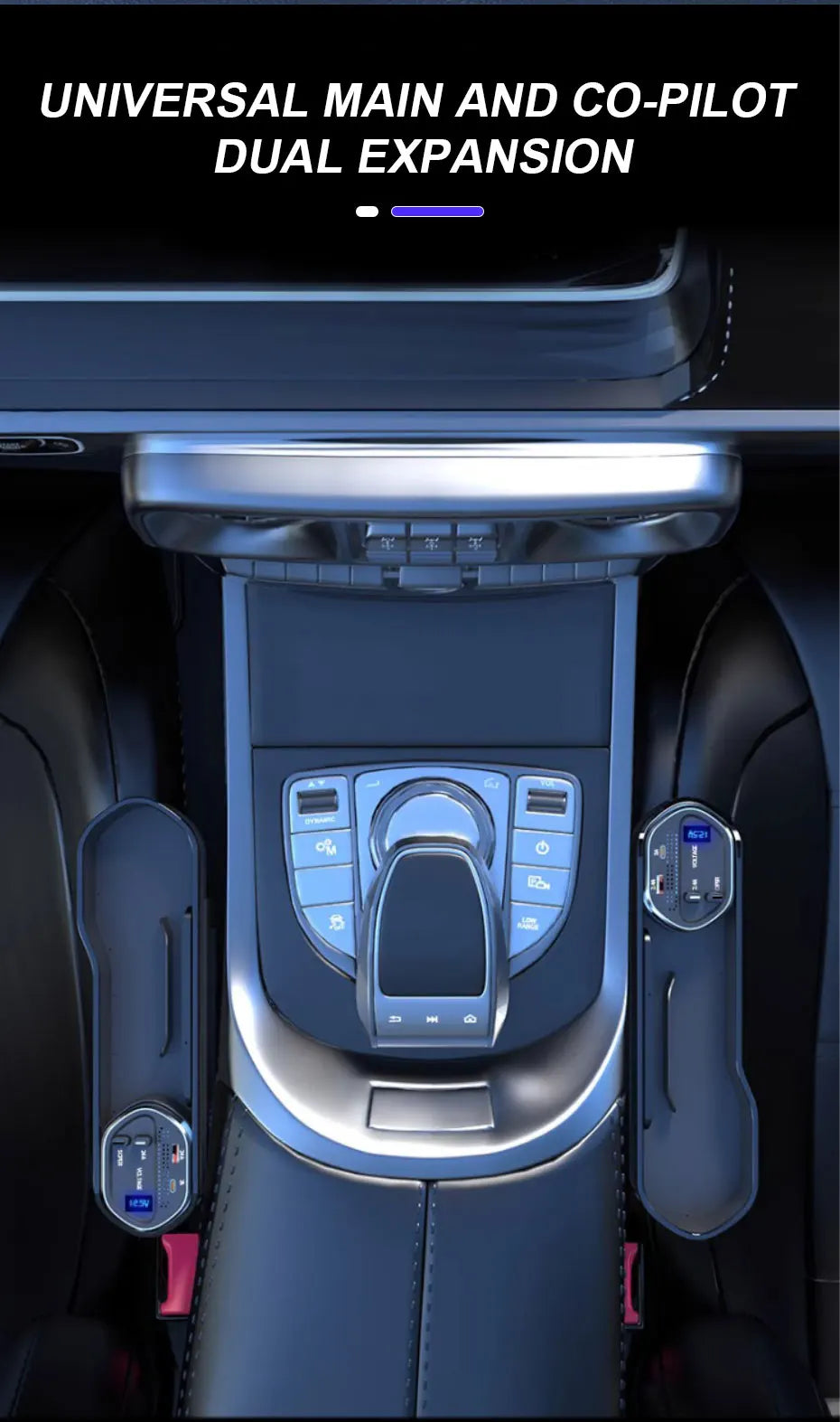 SEAMETAL Wireless Charging Car Seat Gap Organizer – 40W USB-C/Lightning Fast Charge, Auto Center Console Storage Box